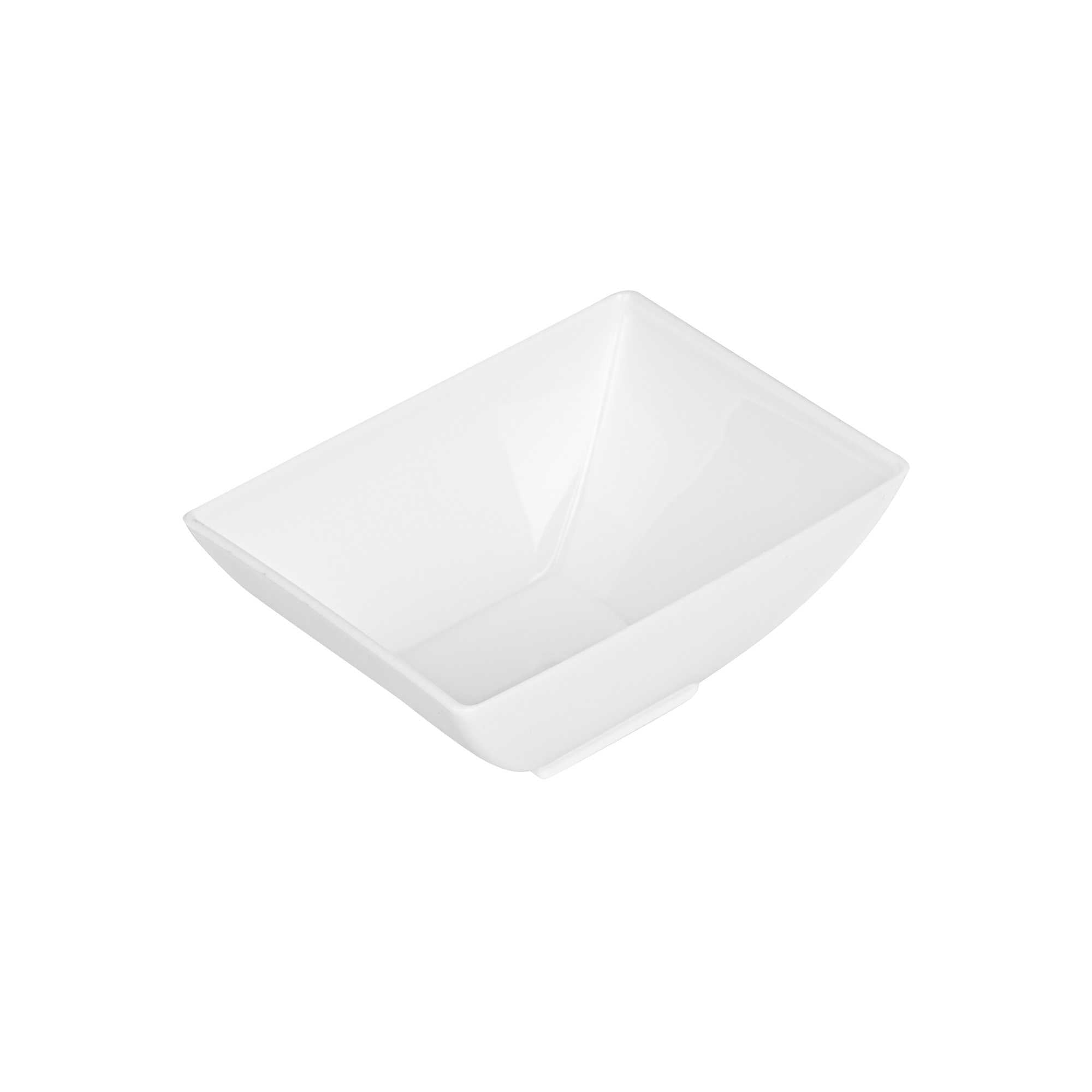 Mini Serve 3 oz Rectangle White Plastic Small Architetto Bowl - 3 1/4" x 2 1/4" x 1 1/4" - 100 count box