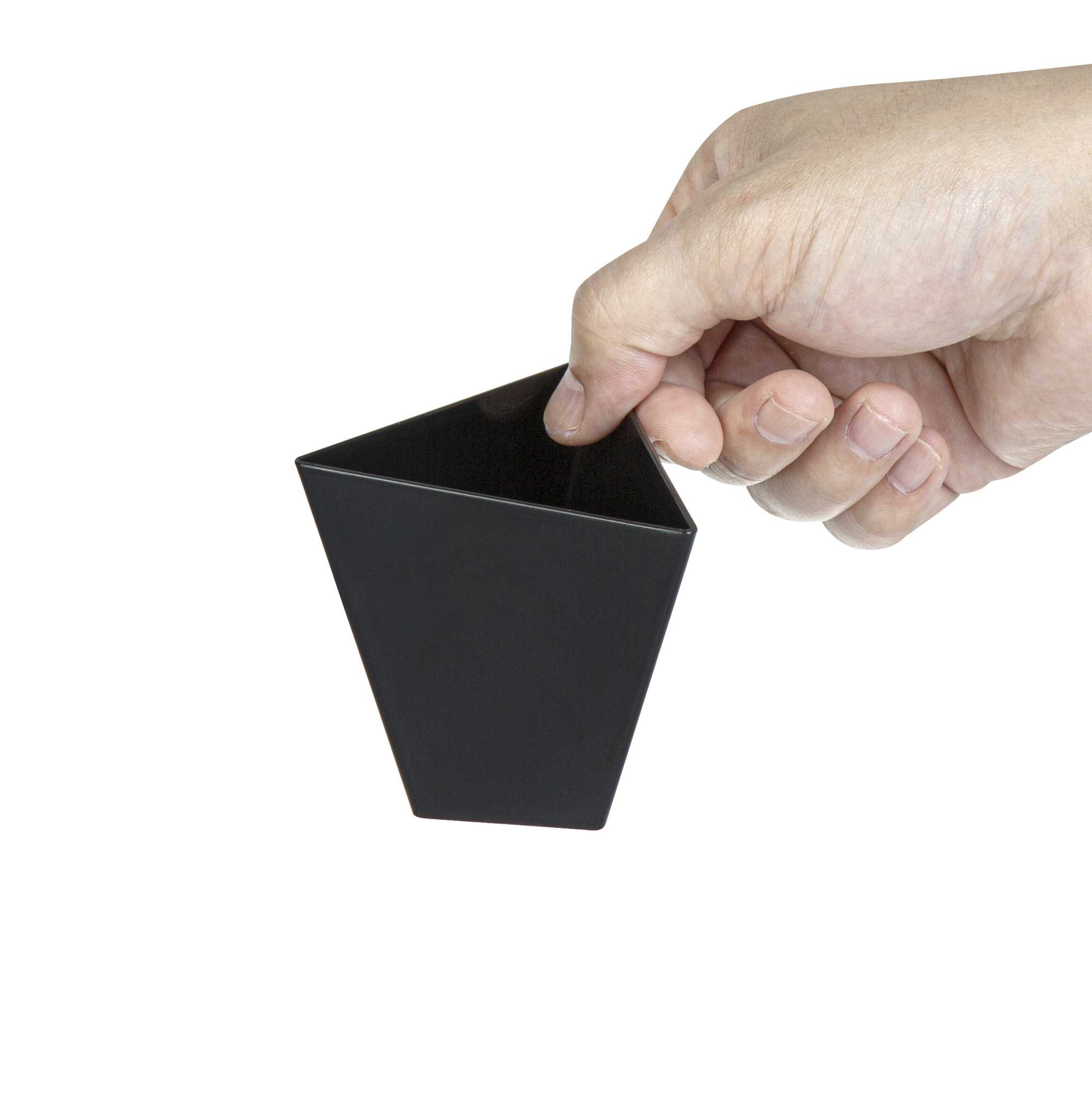 Mini Serve 4 oz Black Plastic Torcente Dessert Cup - 3" x 2 1/2" x 2 3/4" - 100 count box