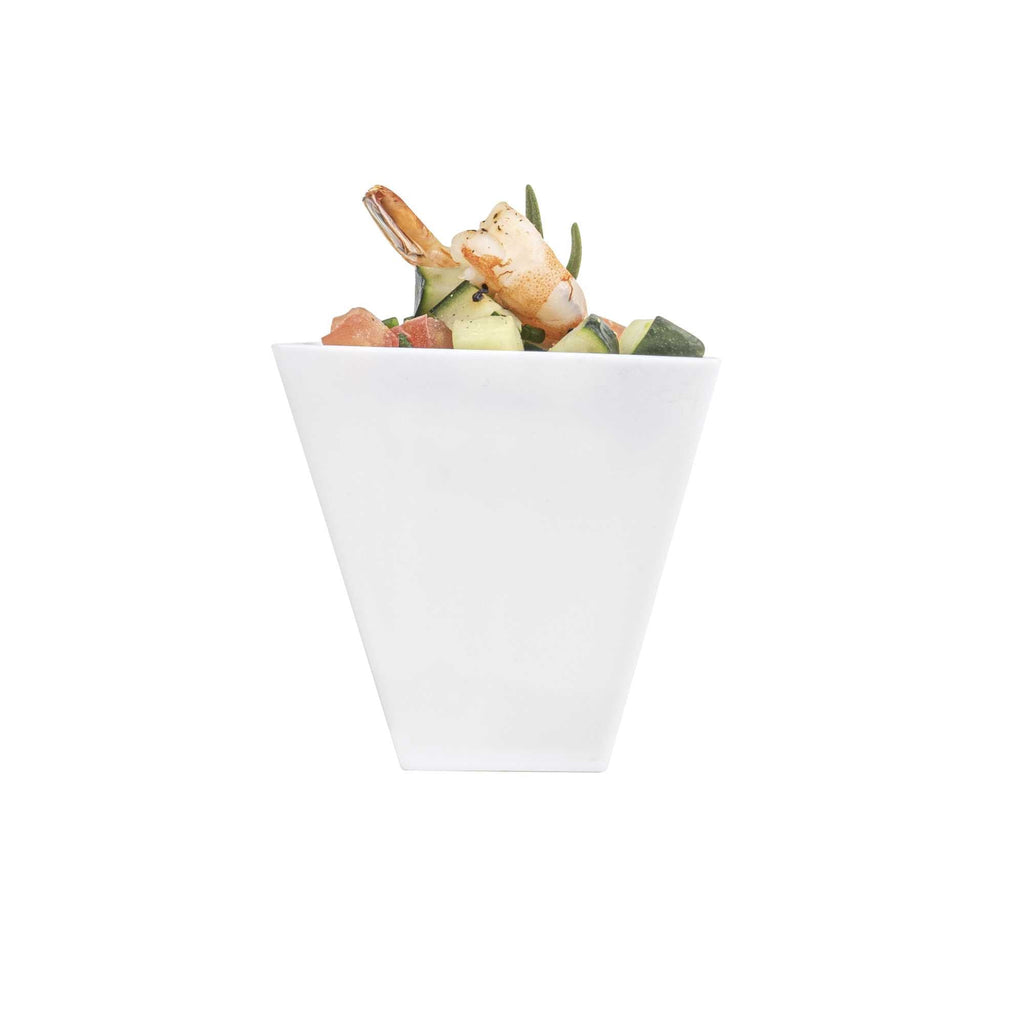 Mini Serve 4 oz White Plastic Torcente Dessert Cup - 3" x 2 1/2" x 2 3/4" - 100 count box