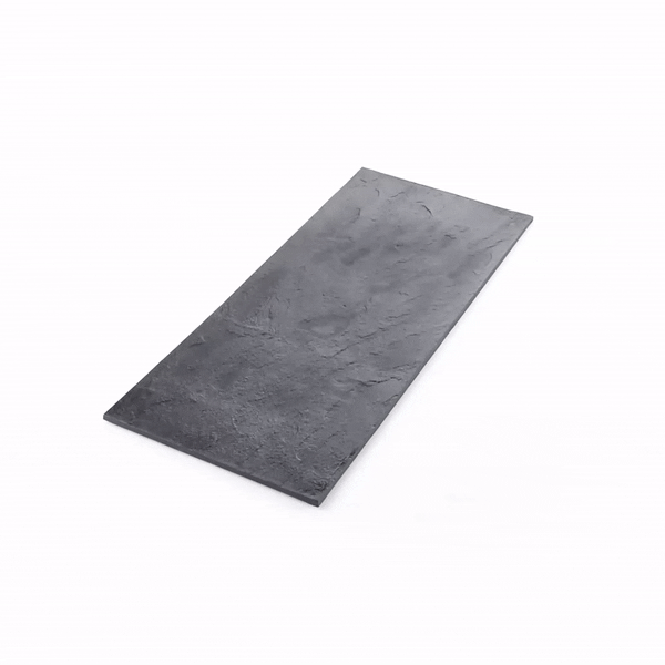 Maxi Serve Rectangle Black Plastic Large Plate - Faux Slate - 16" x 7" - 25 count box