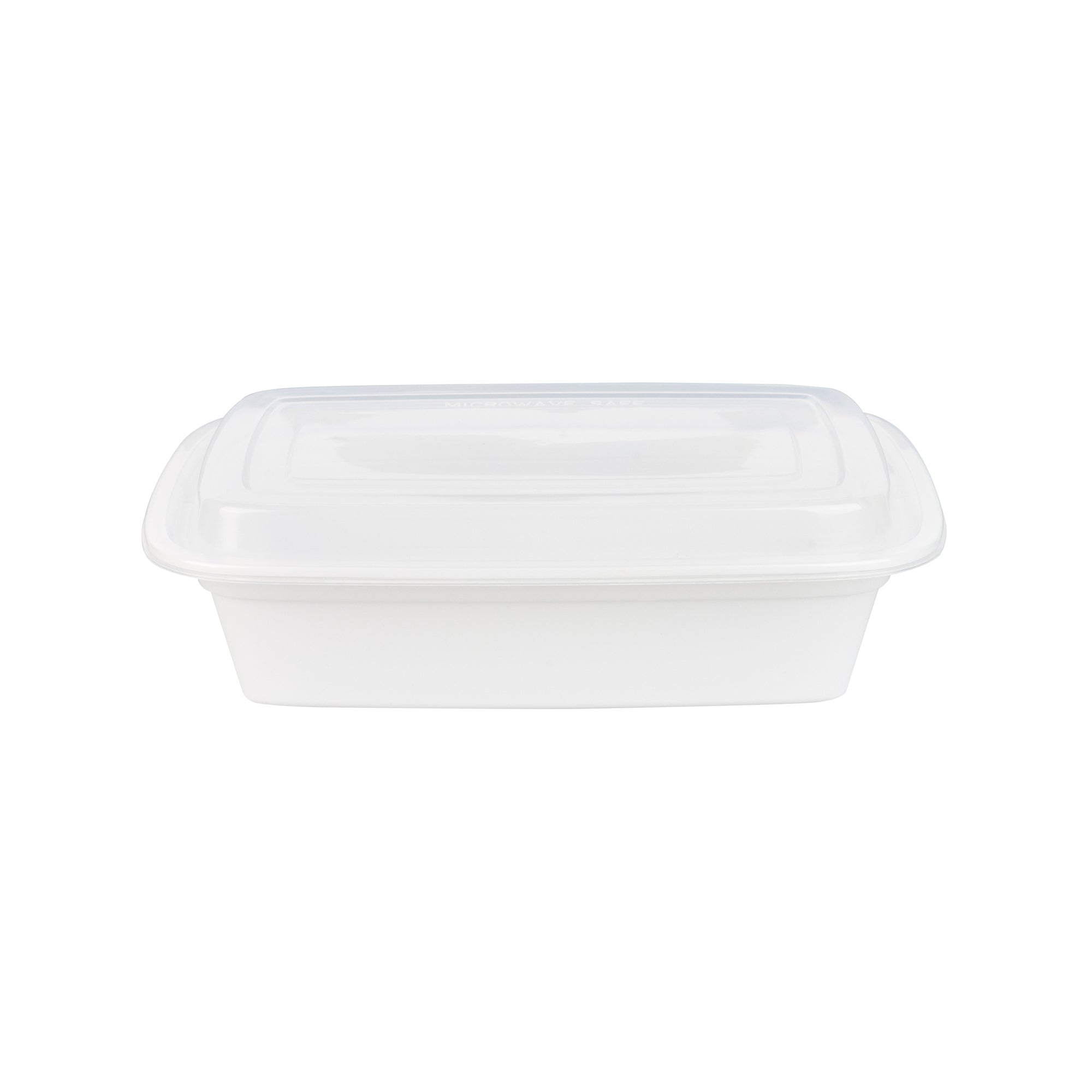 Asporto 38 oz Rectangle White Plastic To Go Box - with Clear Lid, Microwavable - 8 3/4" x 6" x 2" - 100 count box