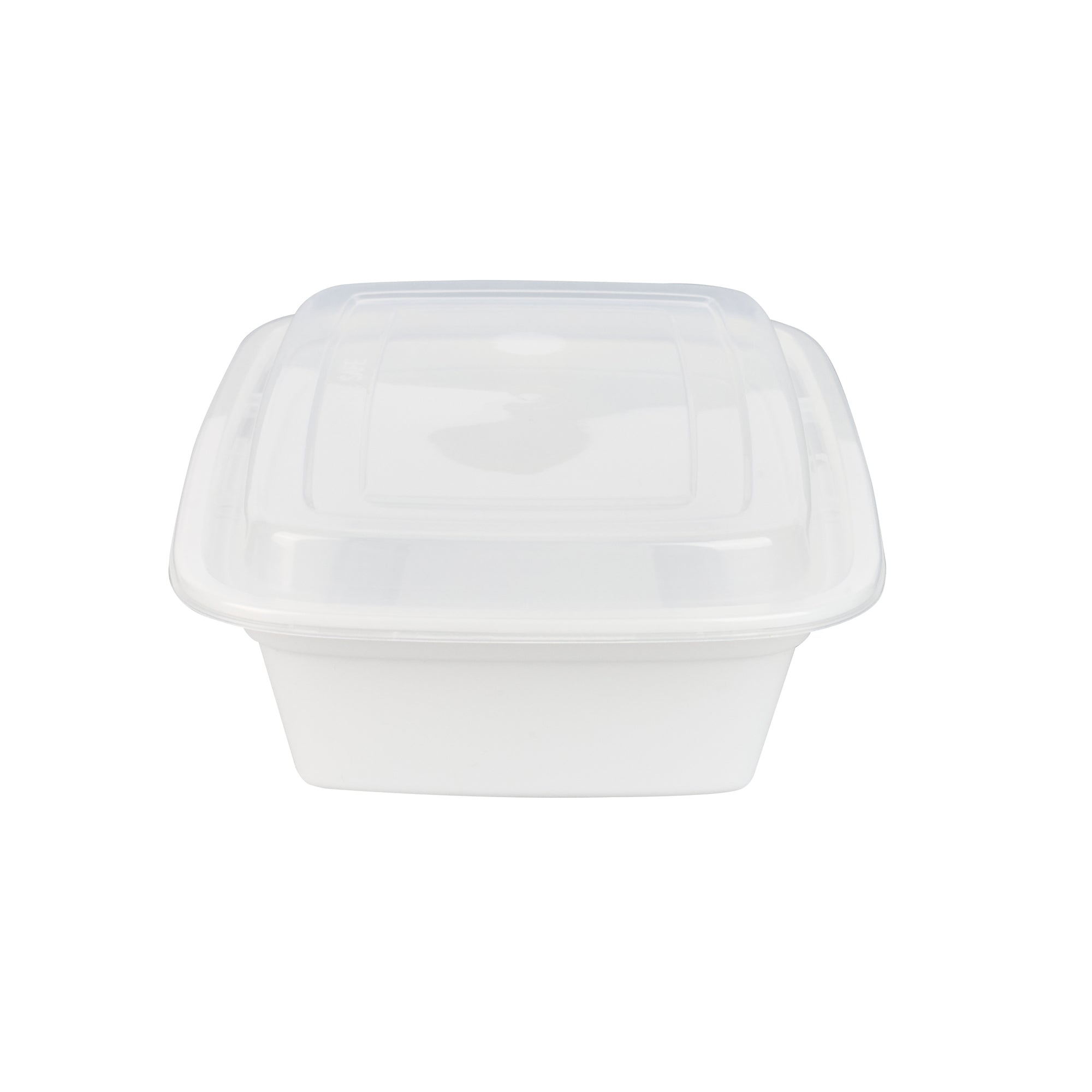 Asporto 38 oz Rectangle White Plastic To Go Box - with Clear Lid, Microwavable - 8 3/4" x 6" x 2" - 100 count box
