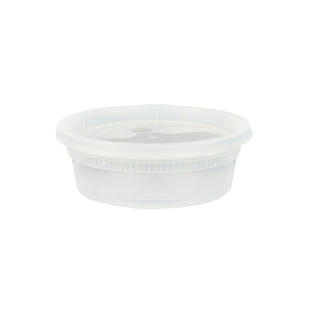 Asporto 8 oz Round Clear Plastic Soup Container - with Lid, Microwavable - 4 1/2" x 4 1/2" x 1 3/4" - 100 count box