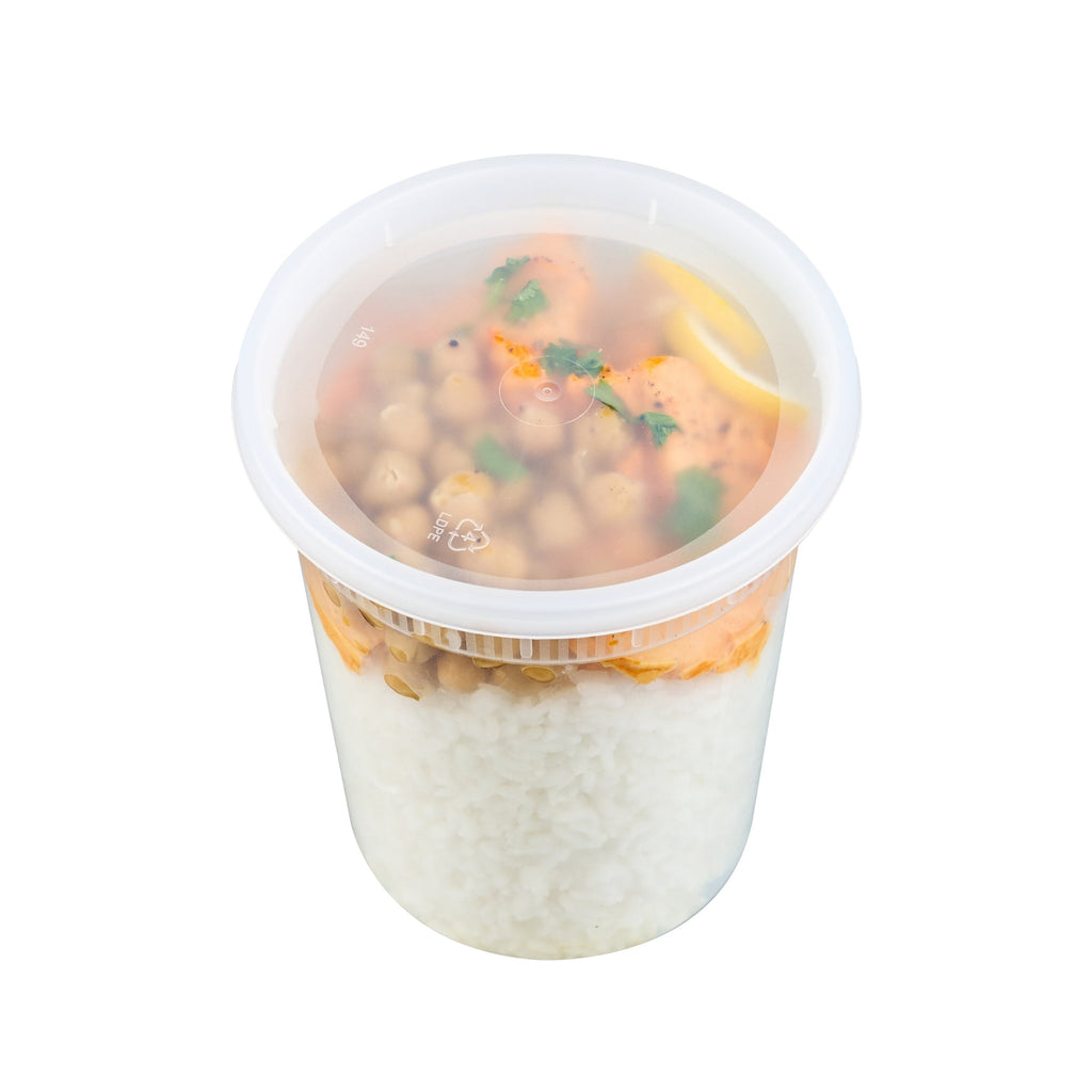 Asporto 32 oz Round Clear Plastic Soup Container - with Lid, Microwavable - 4 1/2" x 4 1/2" x 5 1/2" - 100 count box