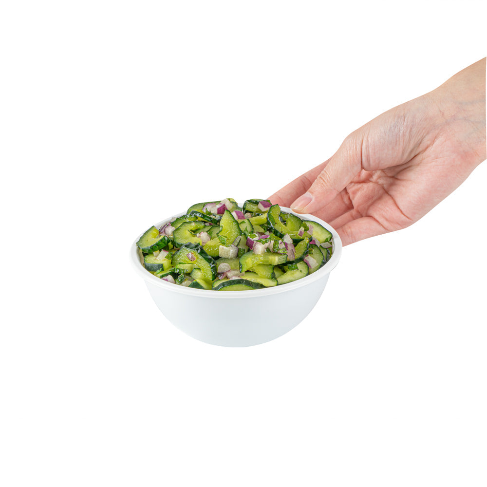 Mini Serve 7 oz Round White Plastic Salad Bowl - 5" x 5" x 1 3/4" - 200 count box