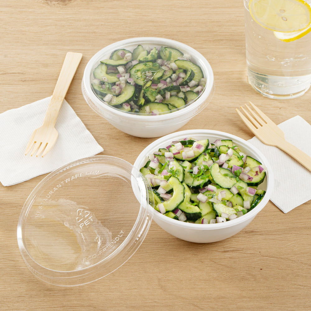 Mini Serve 7 oz Round White Plastic Salad Bowl - 5" x 5" x 1 3/4" - 200 count box