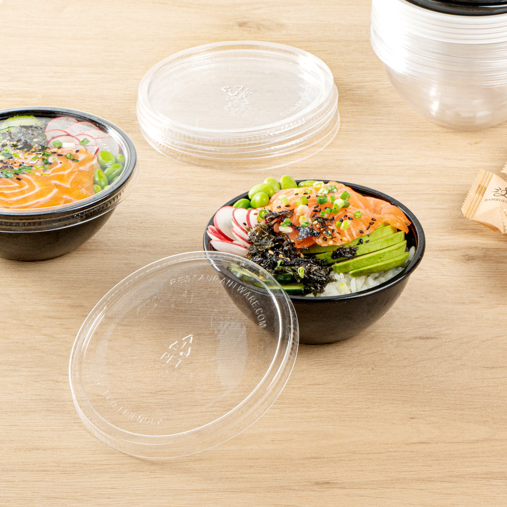 Mini Serve Round Clear Plastic Lid - Fits 7 oz Salad Bowl - 200 count box
