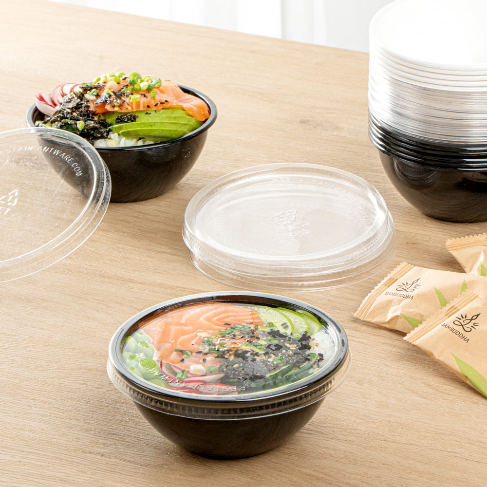 Mini Serve Round Clear Plastic Lid - Fits 7 oz Salad Bowl - 200 count box