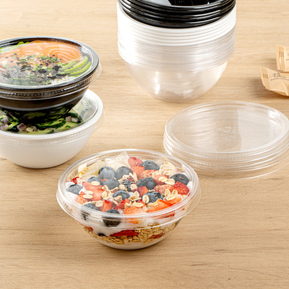 Mini Serve Round Clear Plastic Lid - Fits 7 oz Salad Bowl - 200 count box