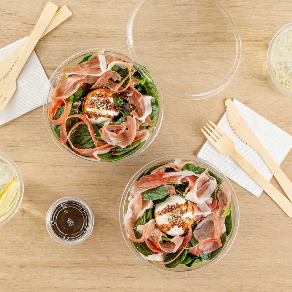 Maxi Serve 18 oz Round Clear Plastic Salad Bowl - 6" x 6" x 2 1/2" - 200 count box