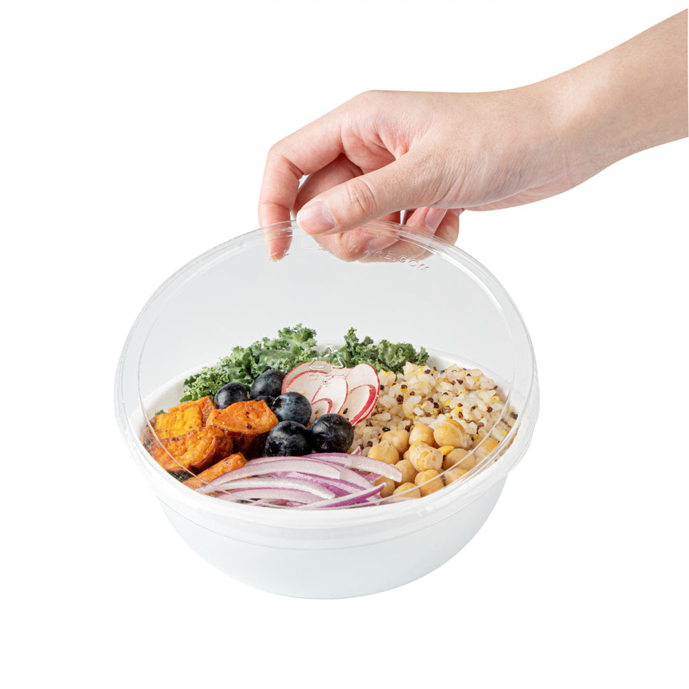 Maxi Serve Round Clear Plastic Lid - Fits 18 oz Salad Bowl - 200 count box