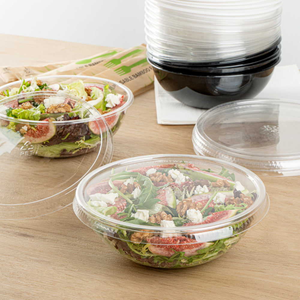 Maxi Serve Round Clear Plastic Lid - Fits 21 oz Salad Bowl - 200 count box