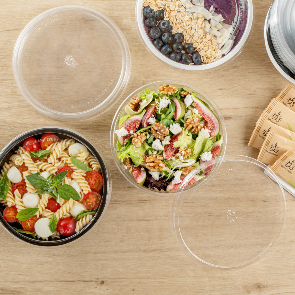 Maxi Serve Round Clear Plastic Lid - Fits 21 oz Salad Bowl - 200 count box