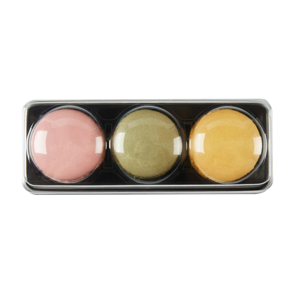 Shock Safe Rectangle Black Plastic Macaron Take Out Box - Fits 3 Macarons - 5 3/4" x 2 1/4" x 1 1/2" - 100 count box