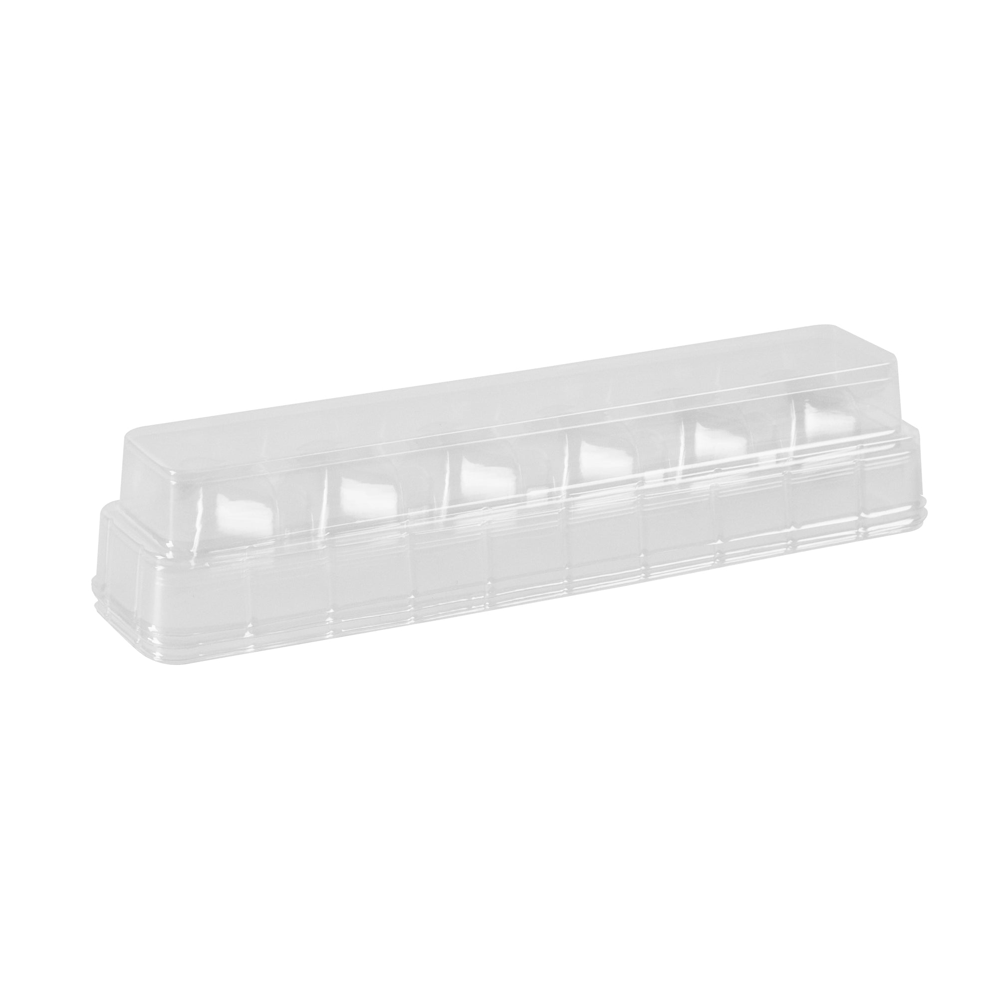 Shock Safe Rectangle Black Plastic Macaron Take Out Box - Fits 6 Macarons - 11" x 2 1/2" x 2" - 100 count box