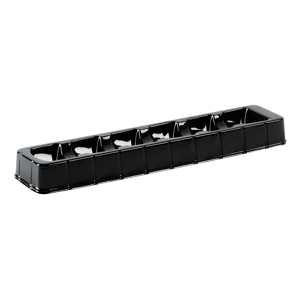 Shock Safe Rectangle Black Plastic Macaron Take Out Box - Fits 6 Macarons - 11" x 2 1/2" x 2" - 100 count box