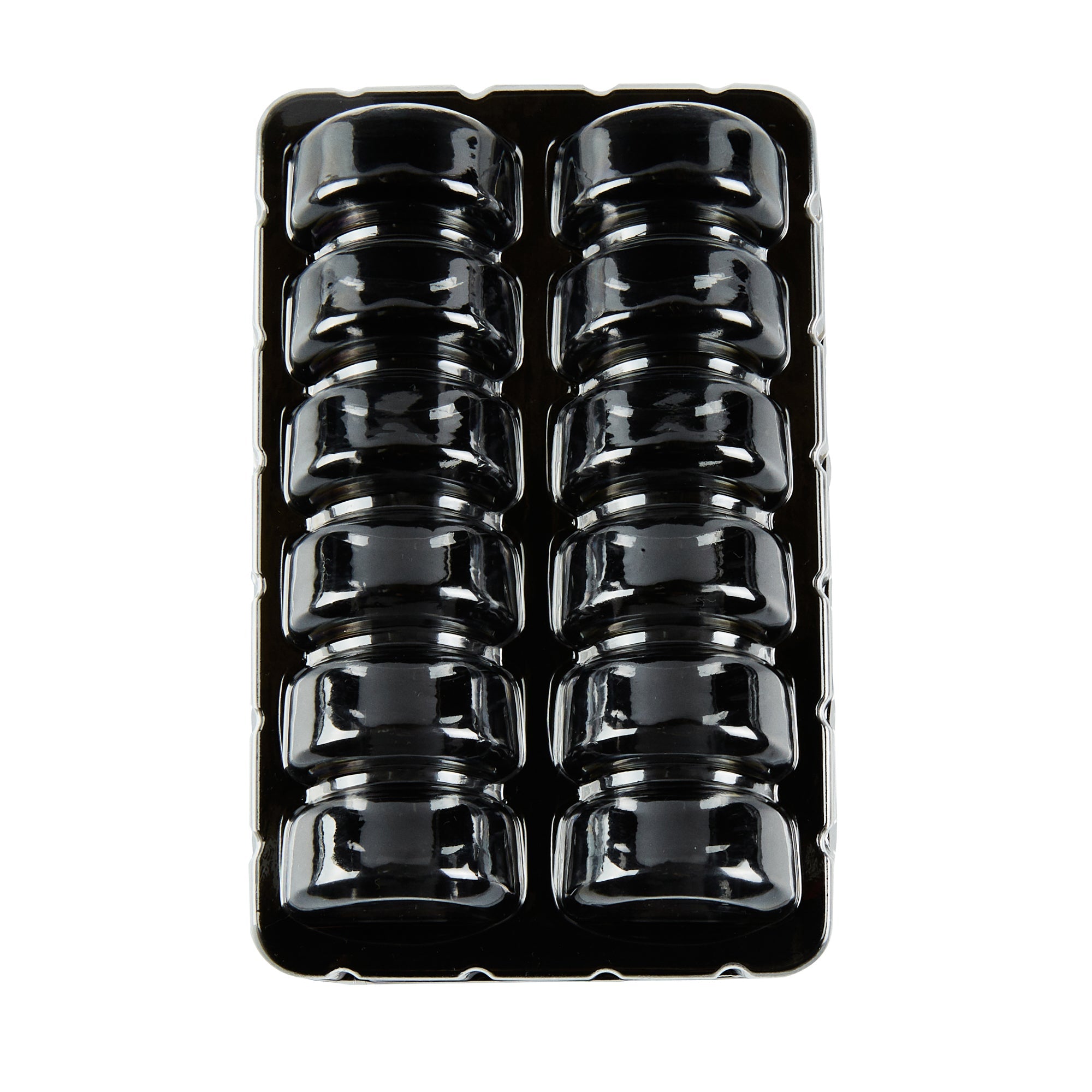 Shock Safe Rectangle Black Plastic Macaron Take Out Box - Fits 12 Macarons - 11" x 4 1/2" x 2" - 100 count box