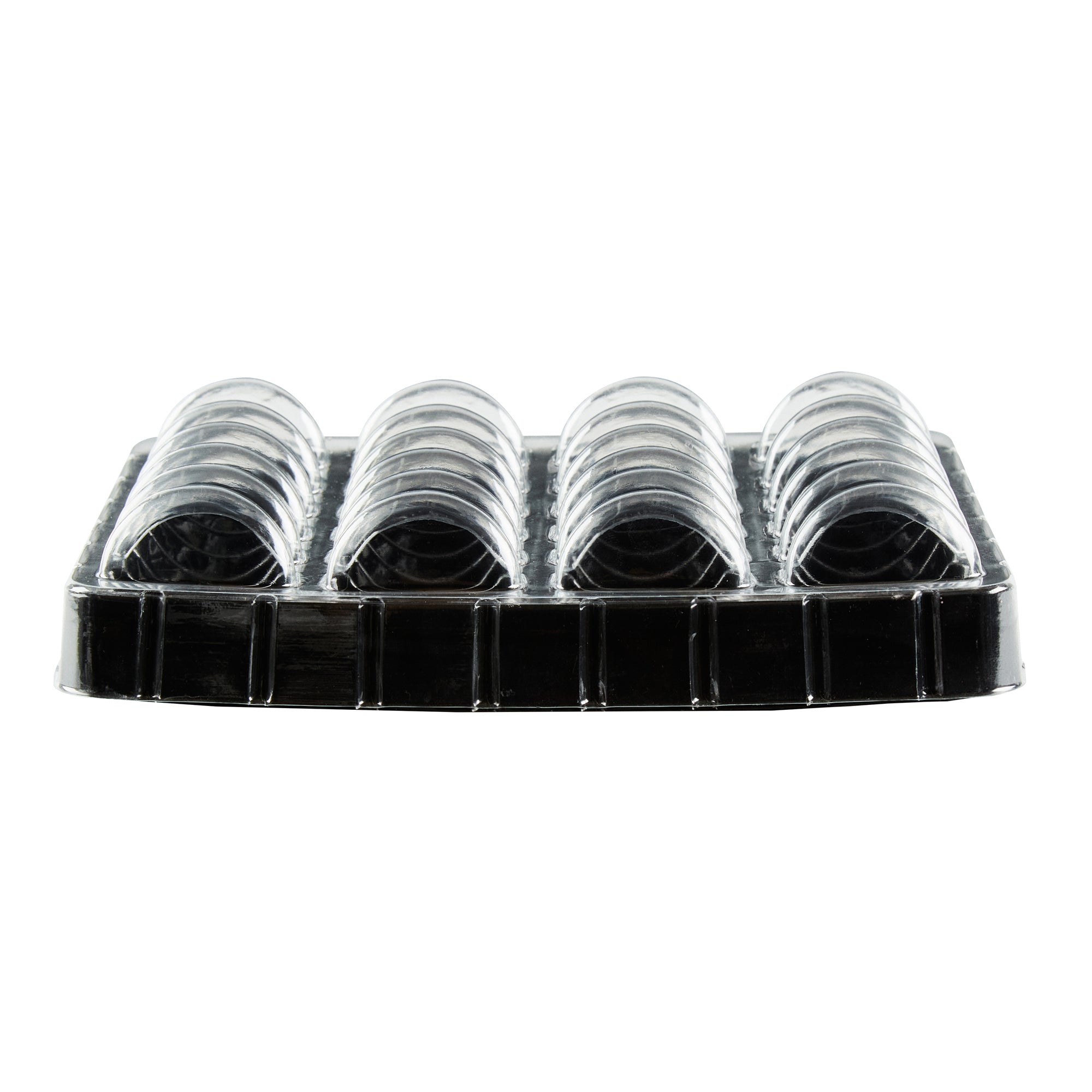 Shock Safe Rectangle Black Plastic Macaron Take Out Box - Fits 24 Macarons - 11" x 9" x 2" - 100 count box