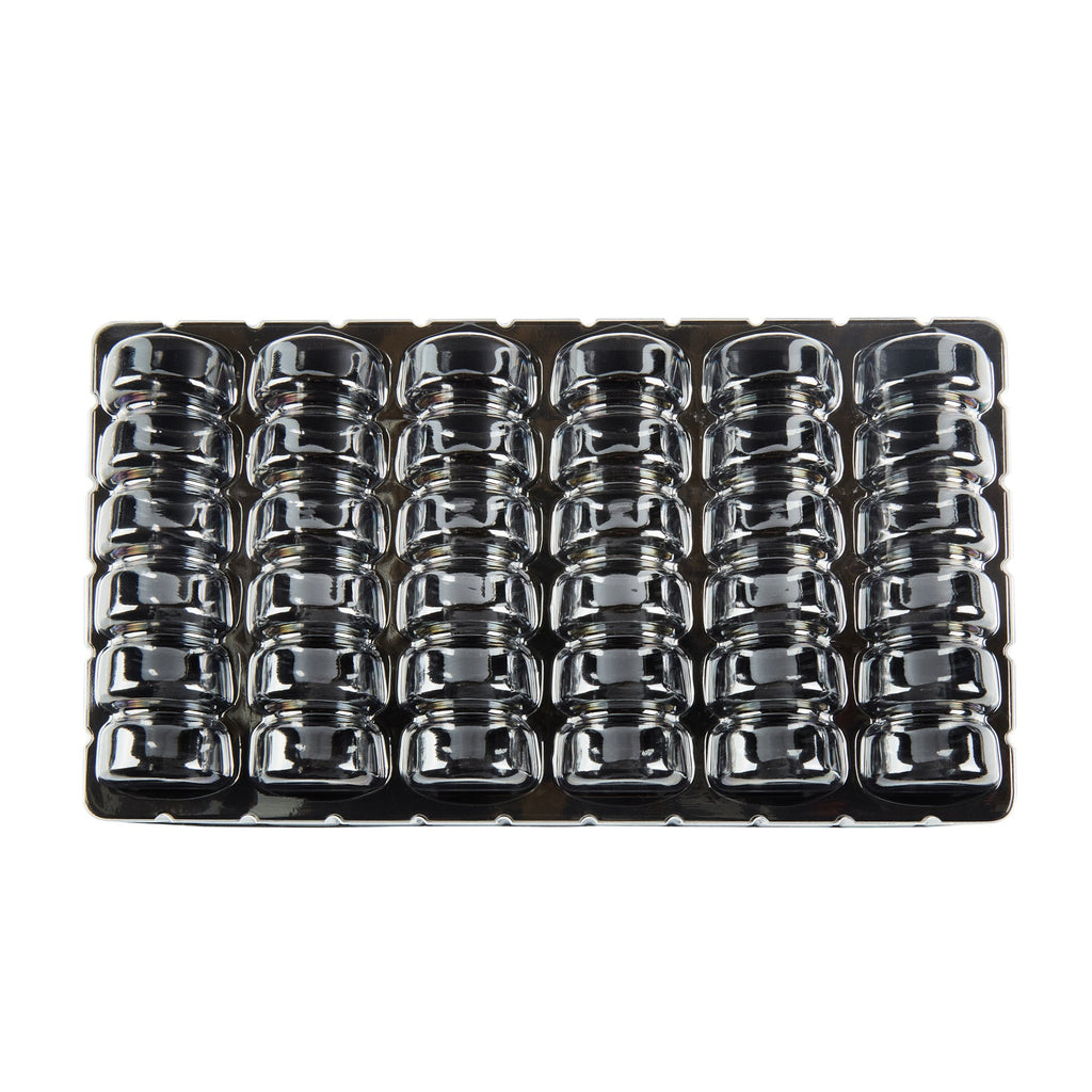 Shock Safe Rectangle Black Plastic Macaron Take Out Box - Fits 36 Macarons - 13 1/4" x 11" x 2" - 100 count box