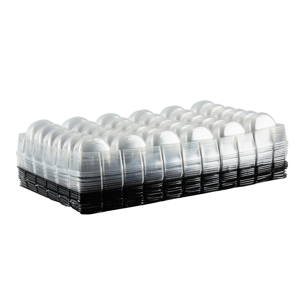Shock Safe Rectangle Black Plastic Macaron Take Out Box - Fits 36 Macarons - 13 1/4" x 11" x 2" - 100 count box