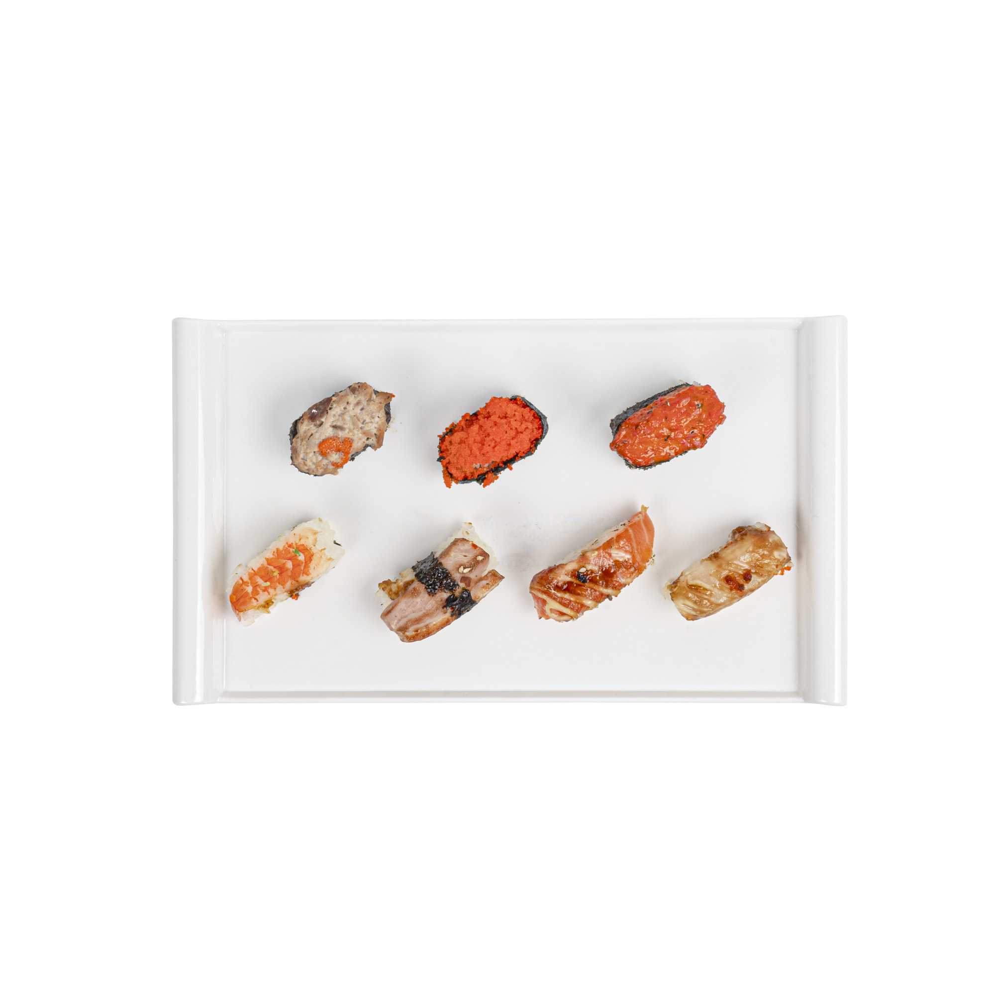 Voga Rectangle White Melamine Small Plate - Japonais - 12" x 7" x 1" - 10 count box