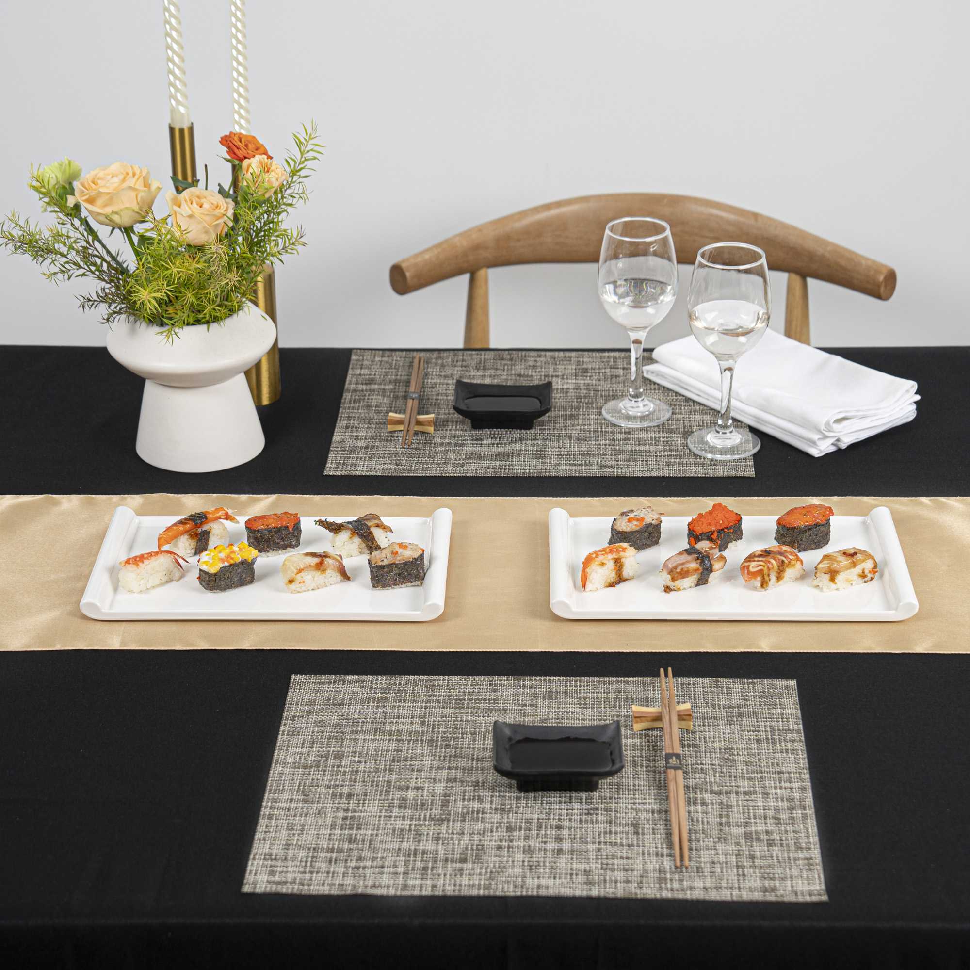 Voga Rectangle White Melamine Small Plate - Japonais - 12" x 7" x 1" - 10 count box