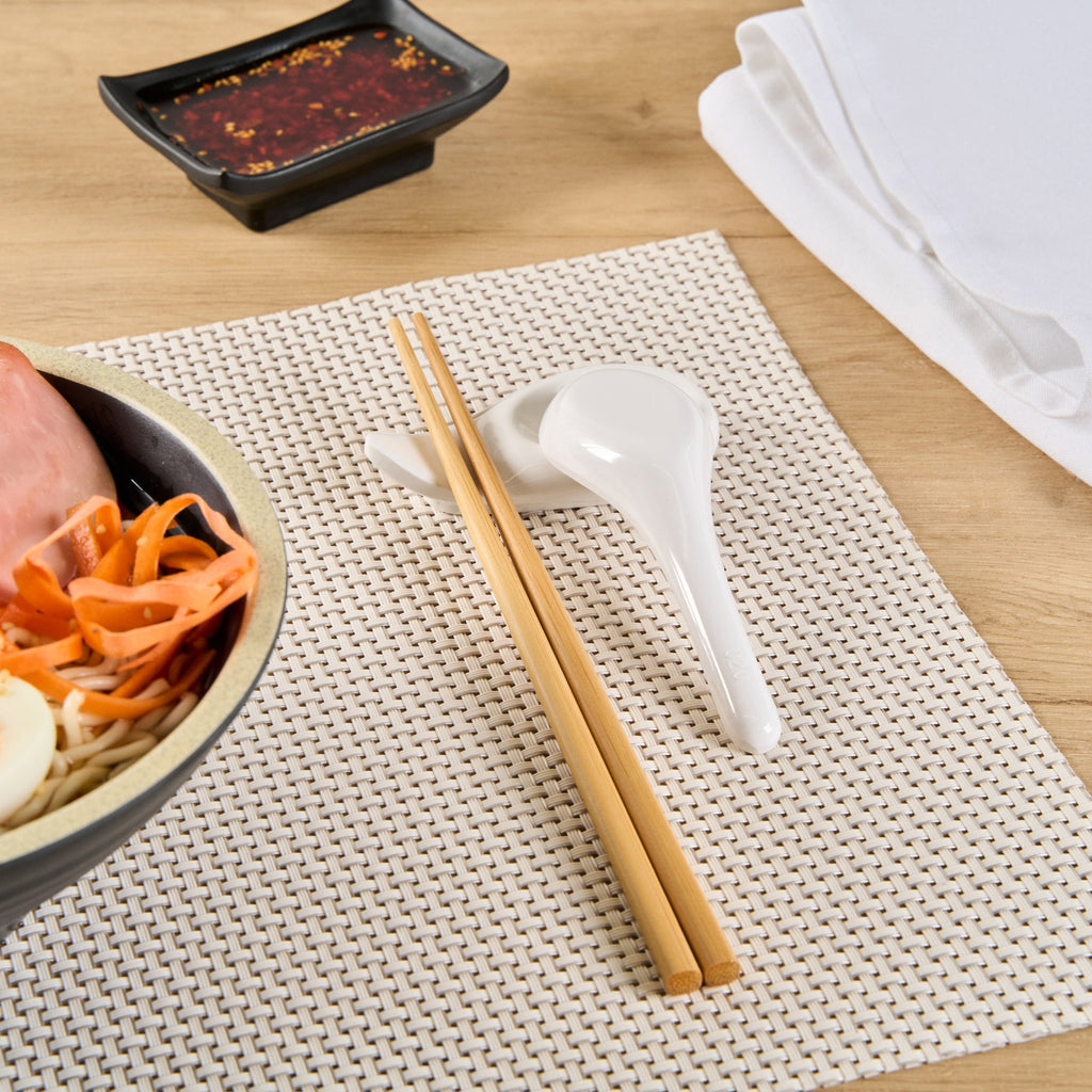 Voga White Melamine Chopstick and Spoon Rest - 3 1/2" x 2" x 3/4" - 10 count box