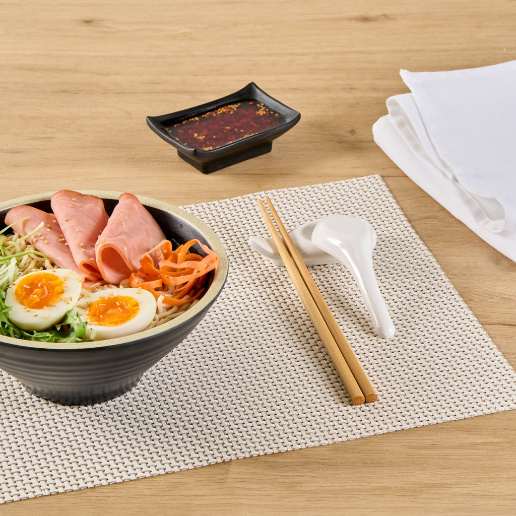 Voga White Melamine Chopstick and Spoon Rest - 3 1/2" x 2" x 3/4" - 10 count box