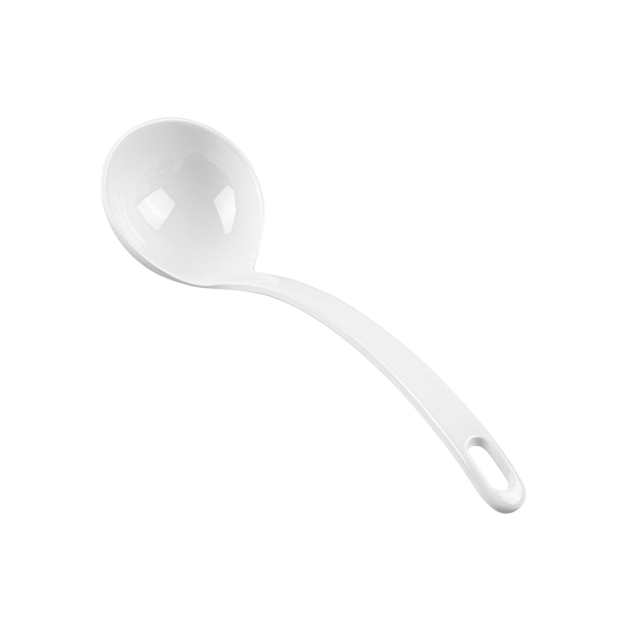Voga 3 oz White Melamine Ladle - 10 1/2" x 2 1/4" x 2 1/4" - 10 count box