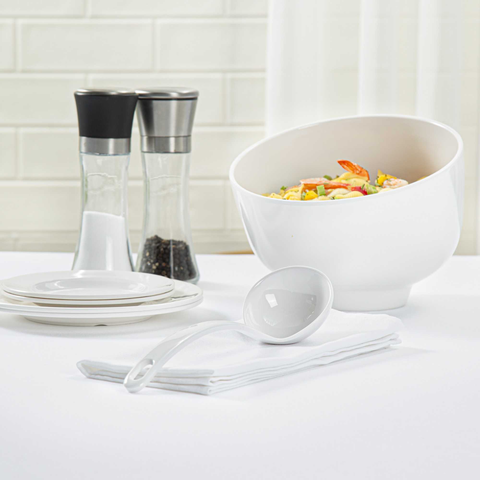 Voga 3 oz White Melamine Ladle - 10 1/2" x 2 1/4" x 2 1/4" - 10 count box