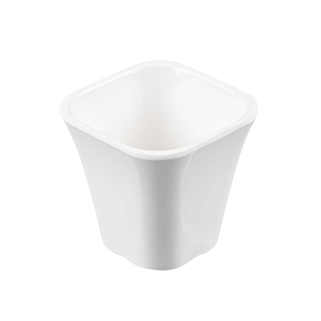 Voga 6 oz Square White Melamine Tasting Cup - Kova - 3" x 3" x 2 3/4" - 10 count box