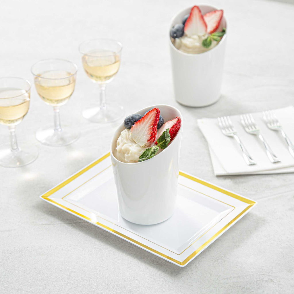 Voga 9 oz Round White Melamine Cup - Incline - 3" x 3" x 3" - 10 count box