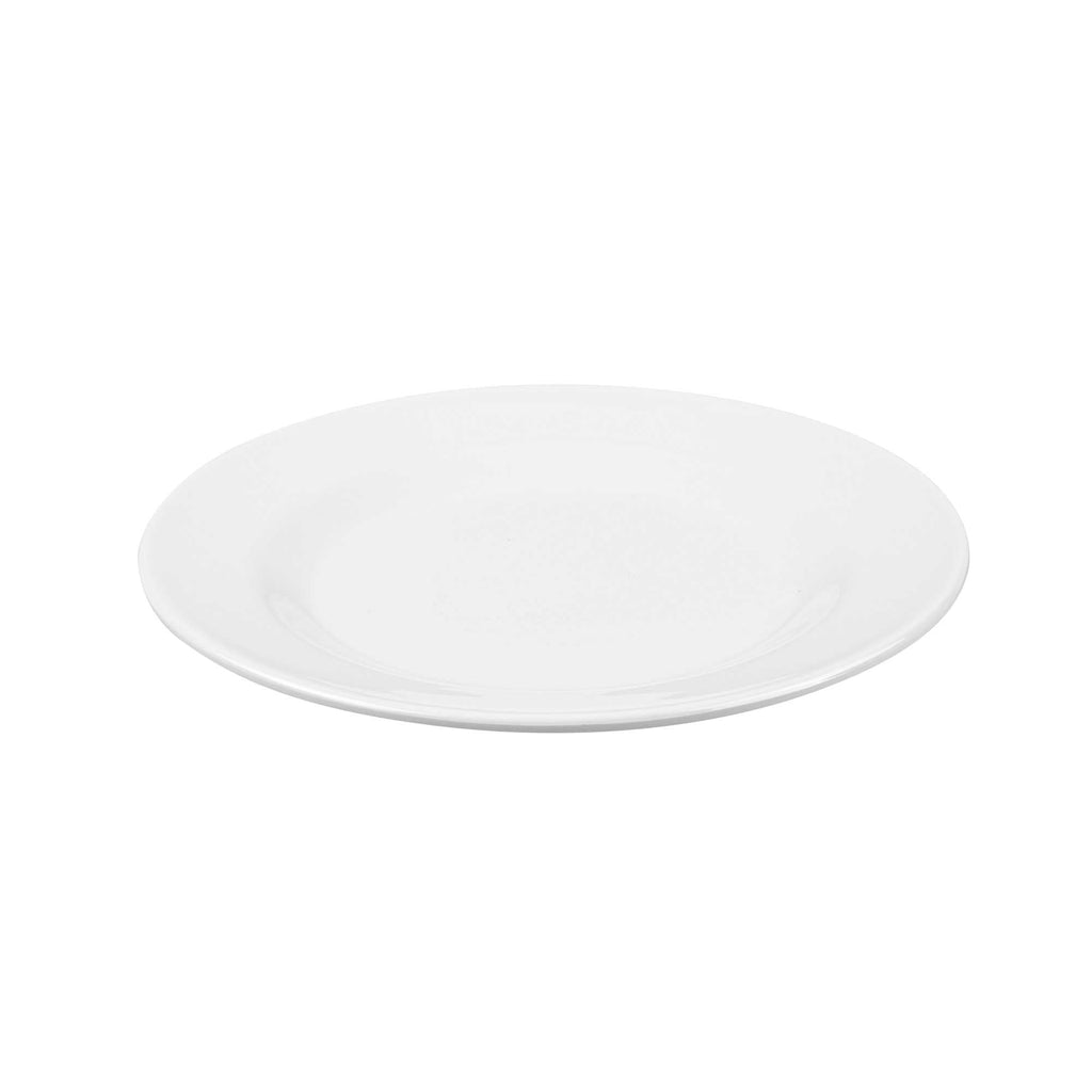 Voga Round White Melamine Medium Plate - Classic, Rimmed - 8" x 8" x 1/2" - 10 count box