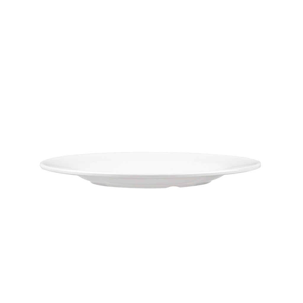 Voga Round White Melamine Medium Plate - Classic, Rimmed - 8" x 8" x 1/2" - 10 count box