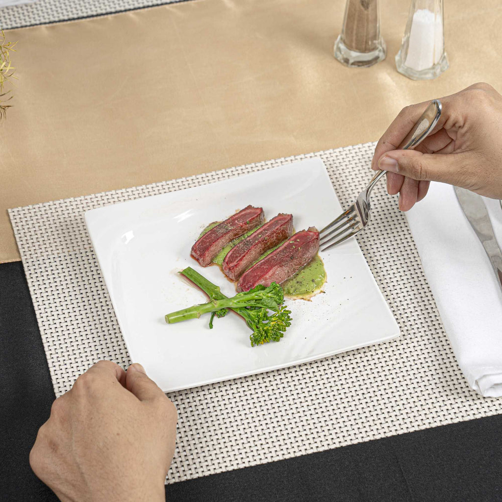 Voga Square White Melamine Small Plate - Flare - 8" x 8" x 3/4" - 10 count box