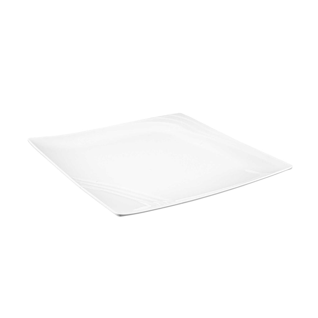 Voga Square White Melamine Large Plate - Flare - 12" x 12" x 1" - 10 count box