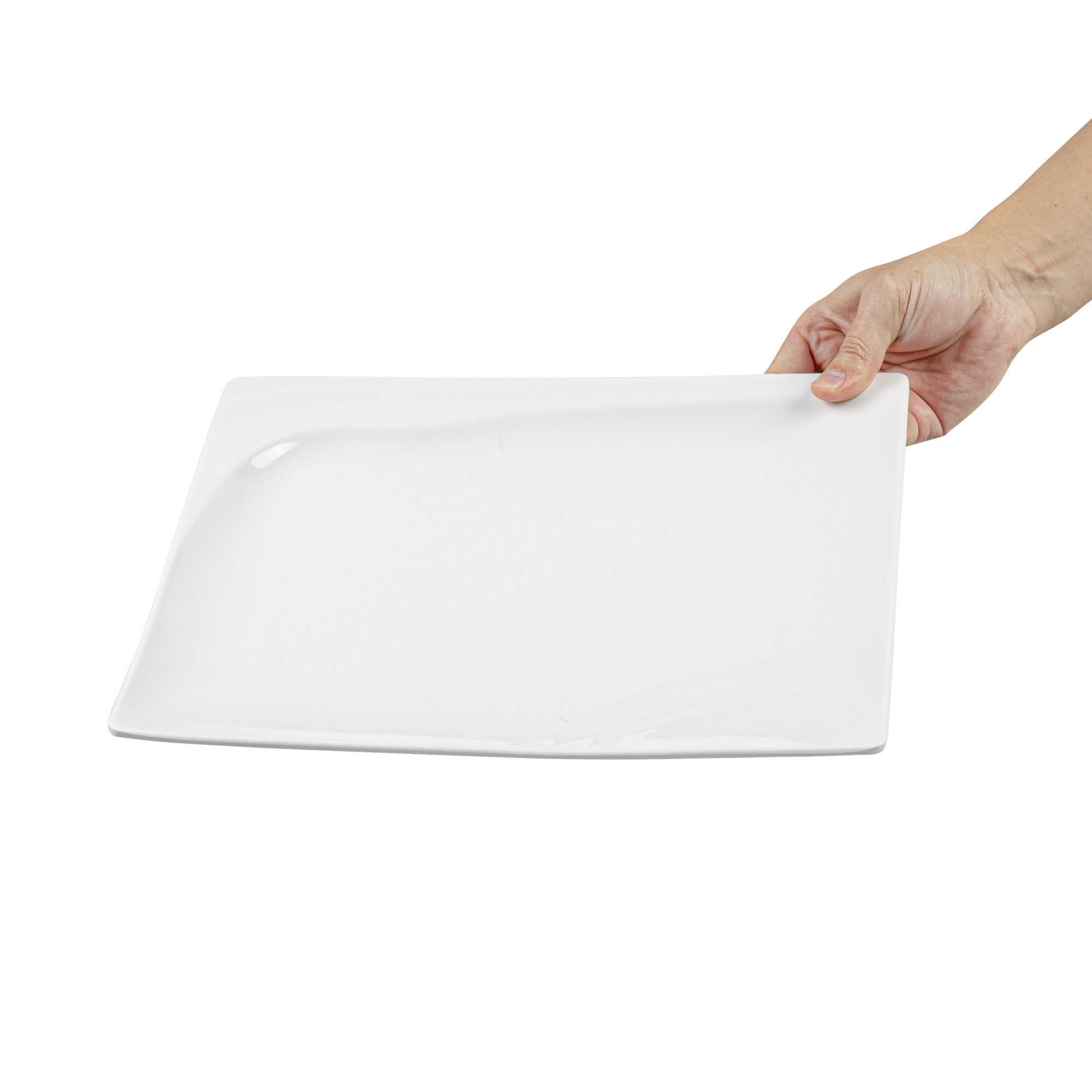 Voga Square White Melamine Large Plate - Flare - 12" x 12" x 1" - 10 count box
