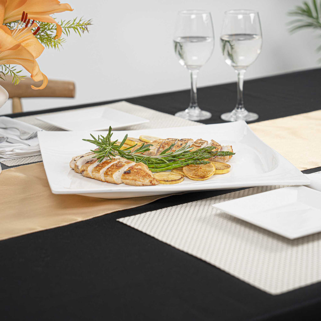 Voga Square White Melamine Extra Large Plate - Flare - 14" x 14" x 1 1/4" - 10 count box