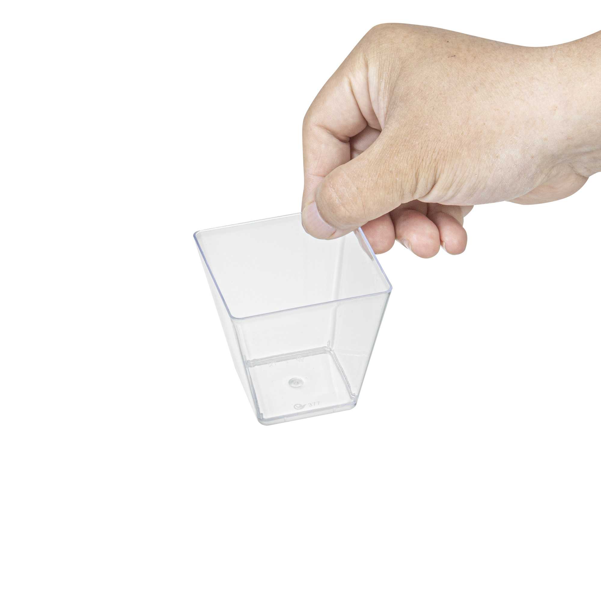Mini Serve 5 oz Square Clear Plastic Medium Kova Cup - 2 1/2" x 2 1/2" x 2 1/2" - 100 count box