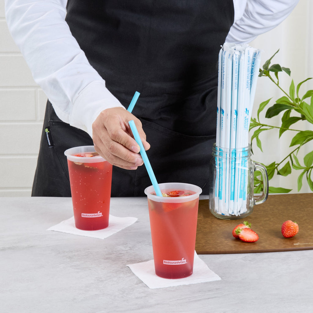 Vanish Blue PHA Plastic Straw - Wrapped, Compostable - 10 1/4" - 1000 count box