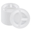 Chef 101 Round White Plastic Plate - 3 Compartments, Microwavable - 9" x 9" x 3/4" - 100 count box