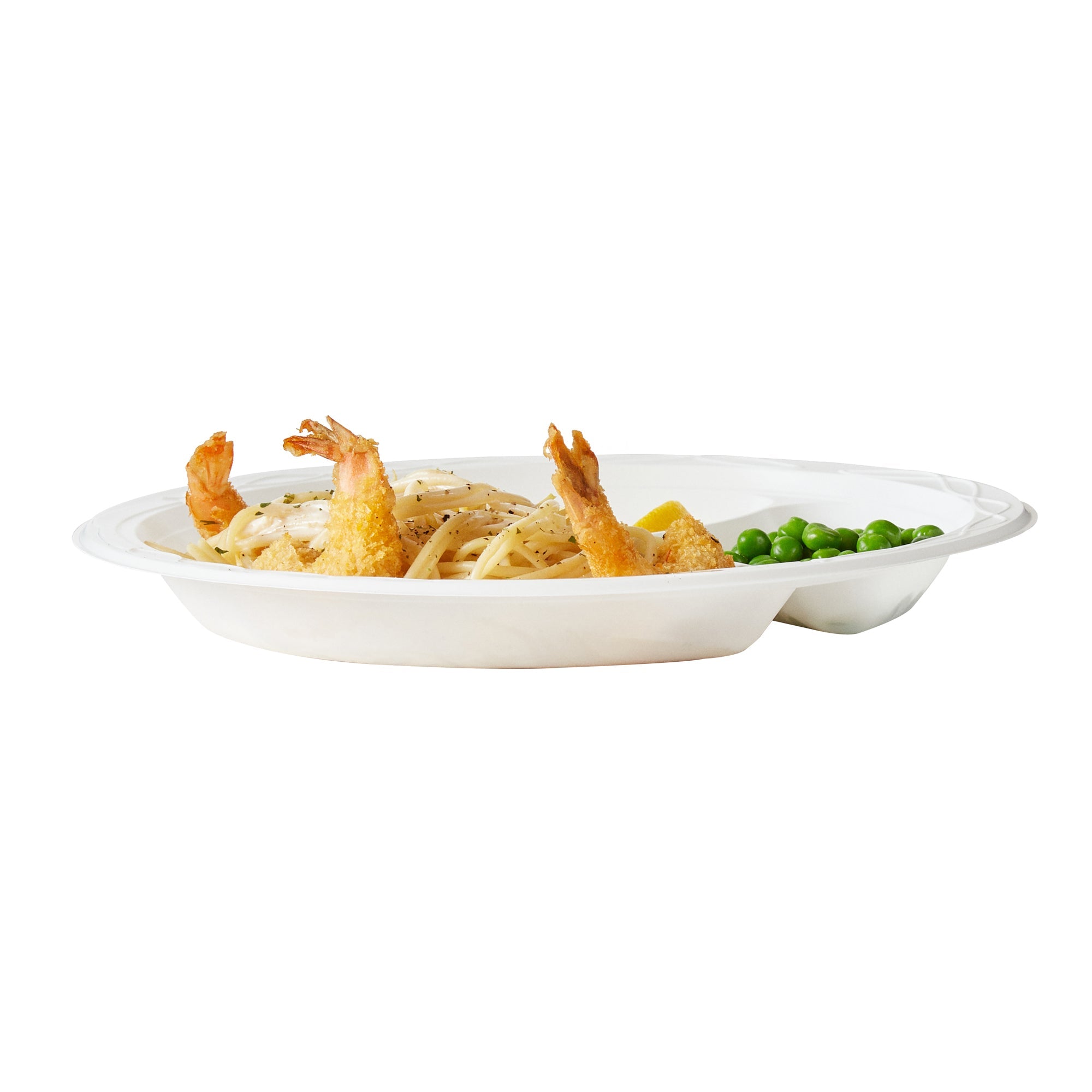 Chef 101 Round White Plastic Plate - 3 Compartments, Microwavable - 10 1/4" x 10 1/4" x 1" - 100 count box