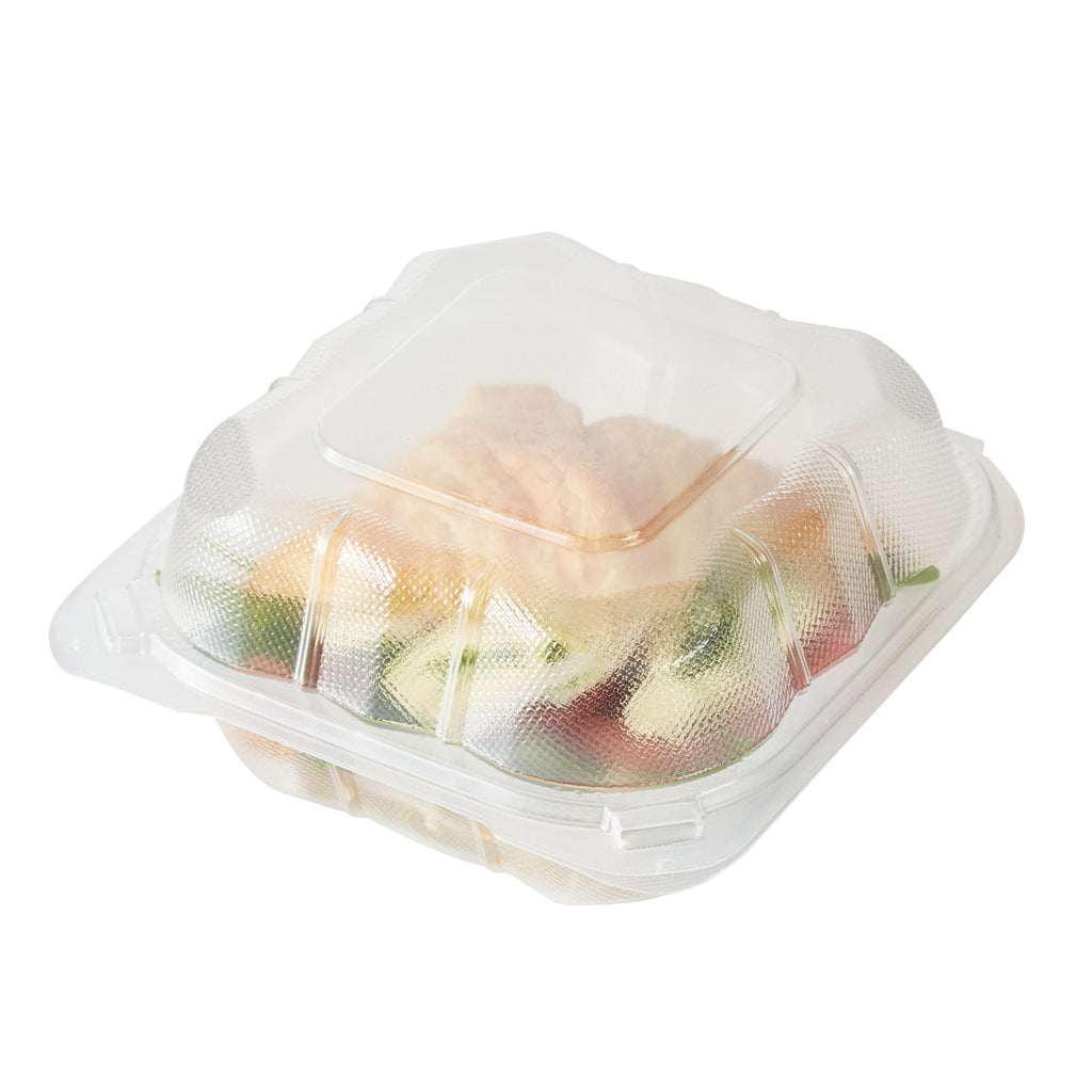 Chef 101 17 oz Square Clear Plastic Clamshell Container - Microwavable - 6" x 6" x 3" - 100 count box
