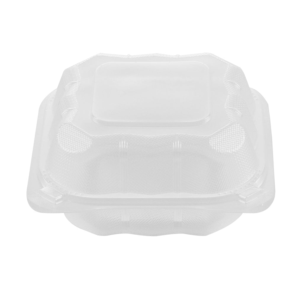Chef 101 17 oz Square Clear Plastic Clamshell Container - Microwavable - 6" x 6" x 3" - -50 count box