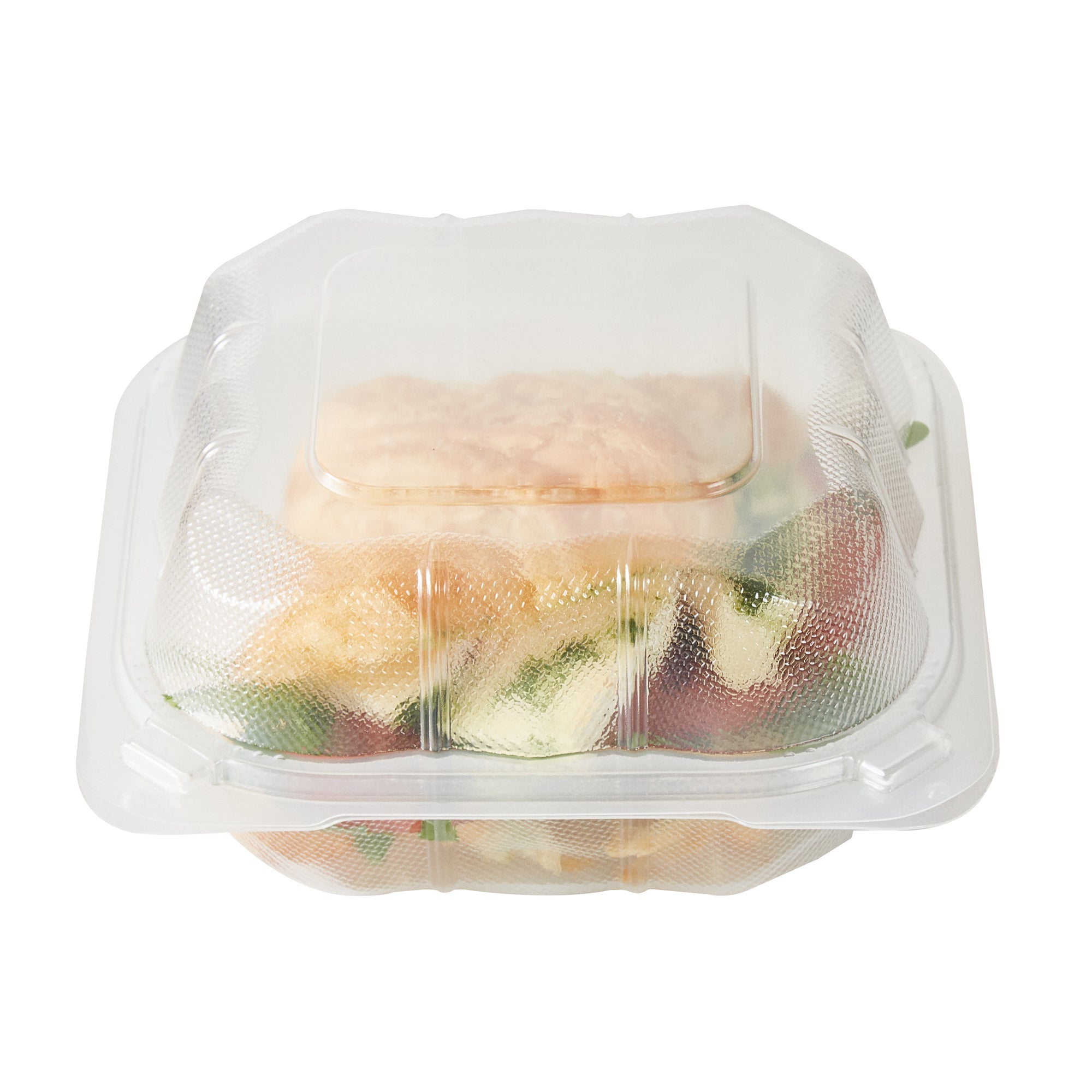 Chef 101 17 oz Square Clear Plastic Clamshell Container - Microwavable - 6" x 6" x 3" - 100 count box