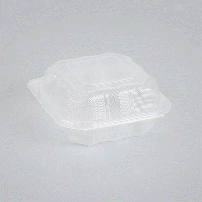 Chef 101 17 oz Square Clear Plastic Clamshell Container - Microwavable - 6" x 6" x 3" - 100 count box