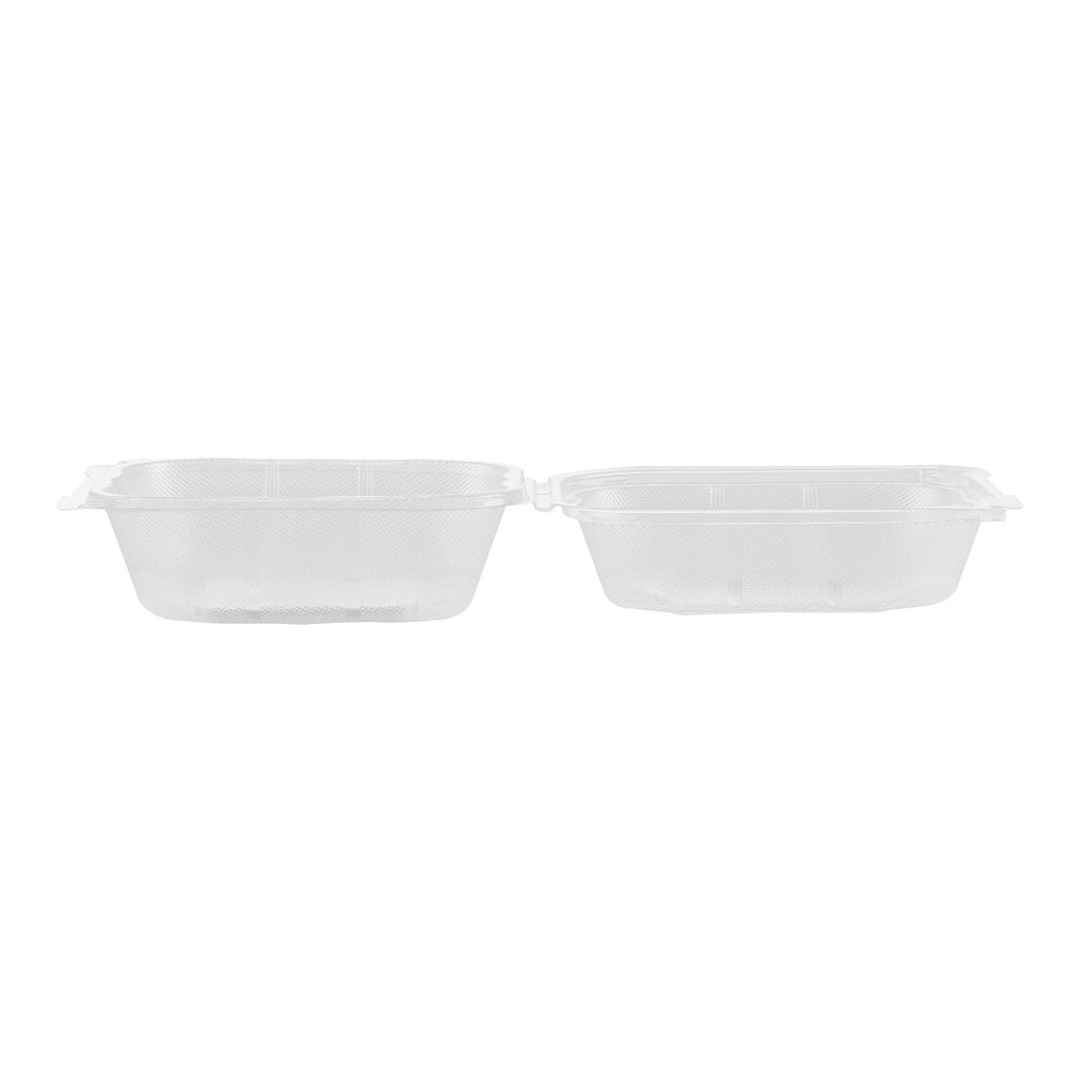 Chef 101 17 oz Square Clear Plastic Clamshell Container - Microwavable - 6" x 6" x 3" - 100 count box