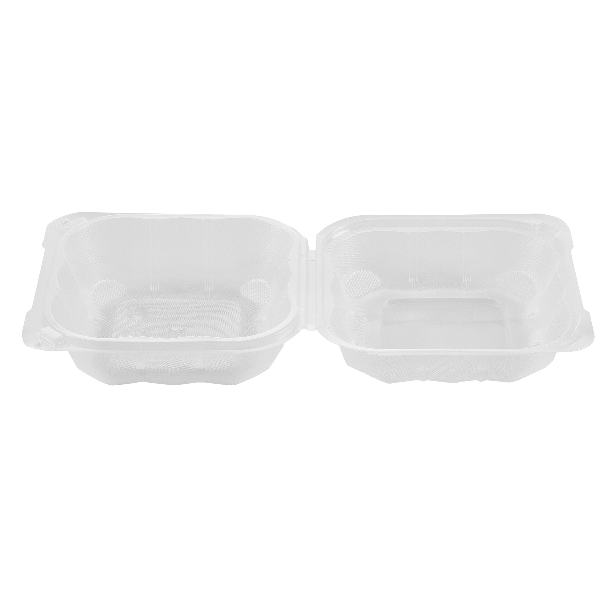 Chef 101 17 oz Square Clear Plastic Clamshell Container - Microwavable - 6" x 6" x 3" - 100 count box