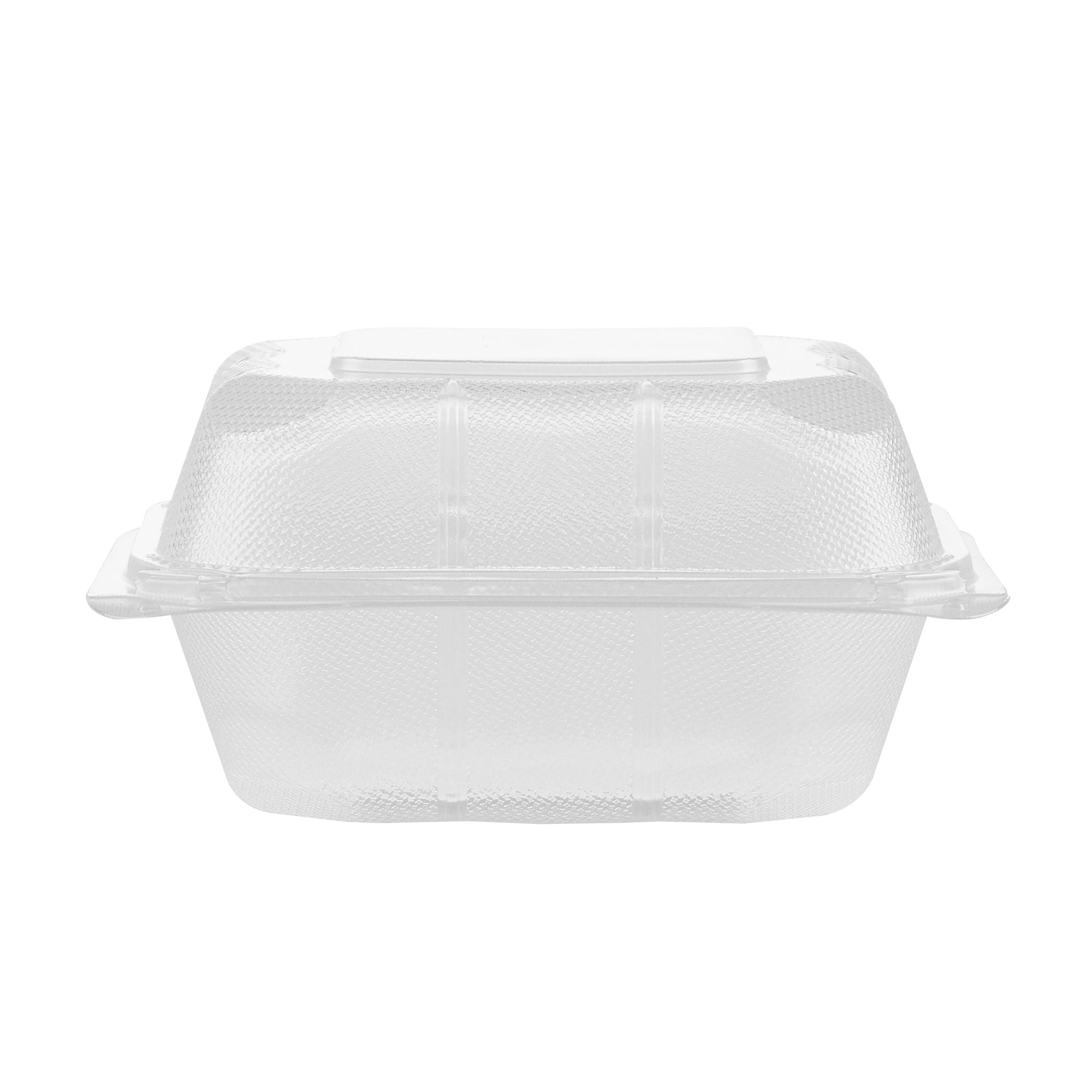 Chef 101 17 oz Square Clear Plastic Clamshell Container - Microwavable - 6" x 6" x 3" - 100 count box