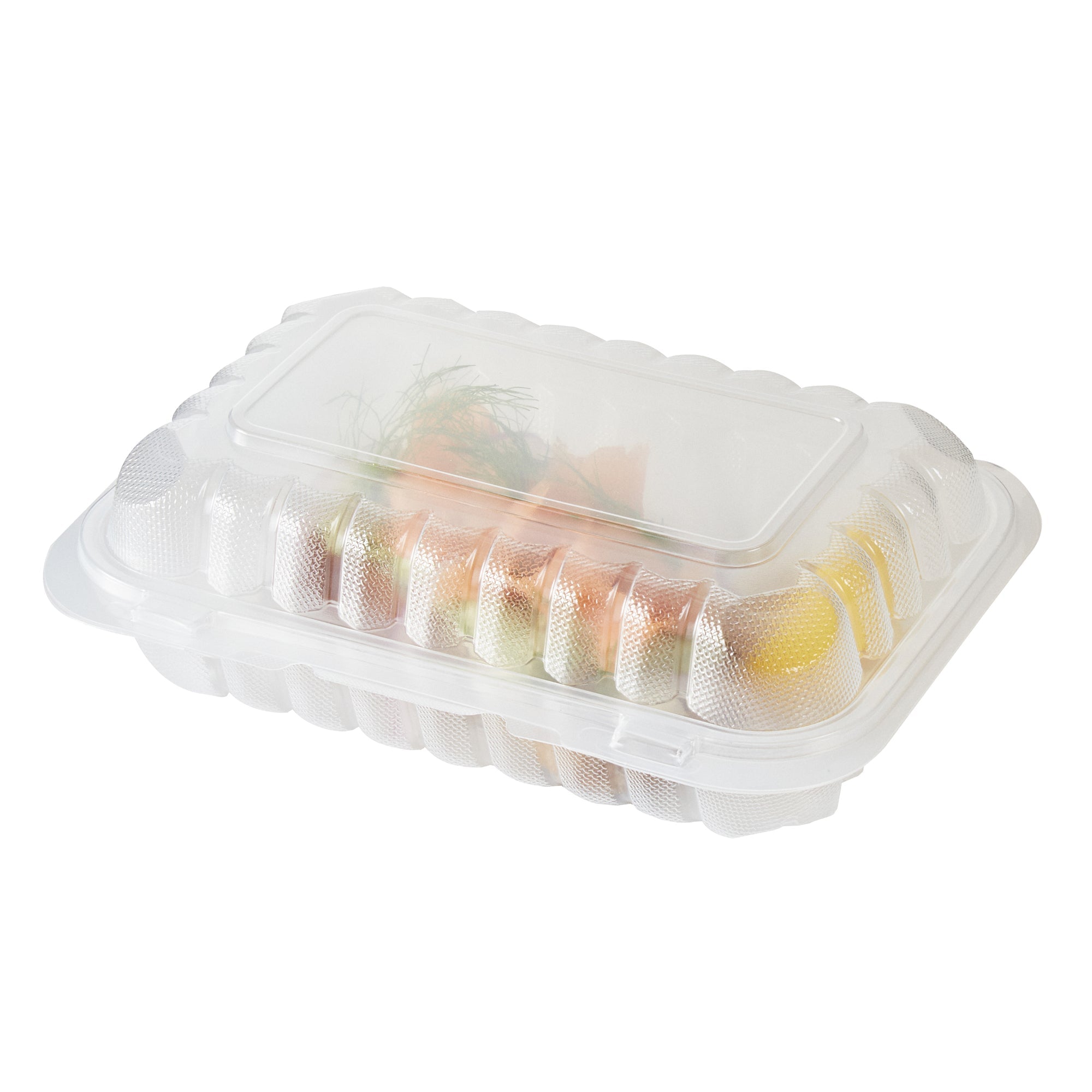 Chef 101 29 oz Rectangle Clear Plastic Clamshell Container - Microwavable - 9" x 6" x 2 3/4" - 50 count box
